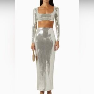 Elegant Silver Sequin Crop Top, Vegas here you come